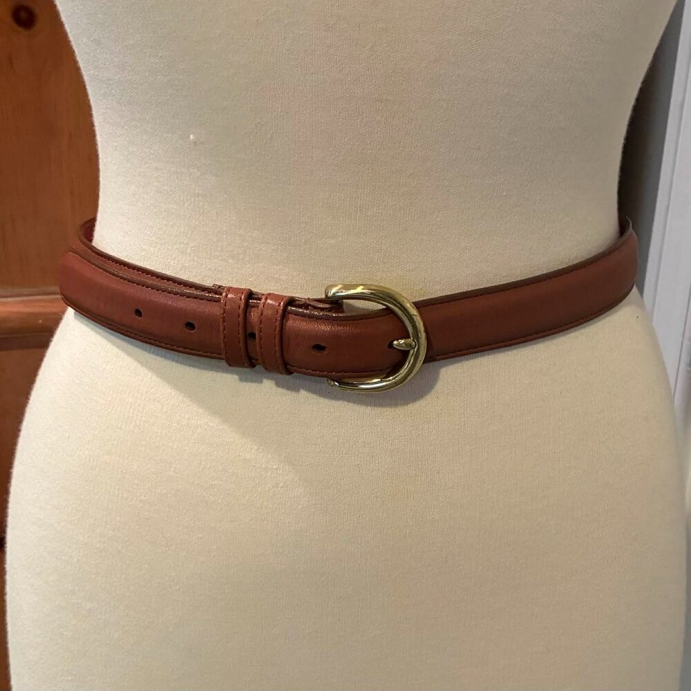 Coach Brown Leather Belt with Gold Buckle